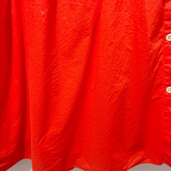 Alex Mill Side Button Cotton Poplin Midi Full Skirt Red Orange Size XL Pockets - Picture 4 of 13